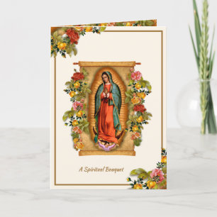 Guadalupe Virgin Mary Catholic Spiritual Bouquet Letterpress Thank You Card