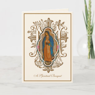 Guadalupe Virgin Mary Catholic Spiritual Bouquet Letterpress Thank You Card