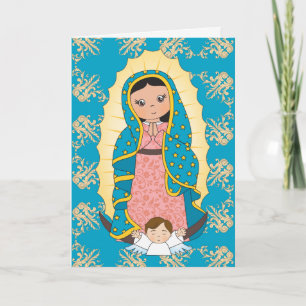 Guadalupe Virgin Mary Child Angel Letterpress Thank You Card