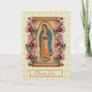 Guadalupe Virgin Mary Funeral Condolence Spanish Letterpress Thank You Card