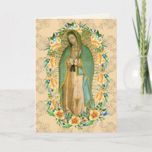 Guadalupe Virgin Mary Funeral Condolence Spanish Letterpress Thank You Card