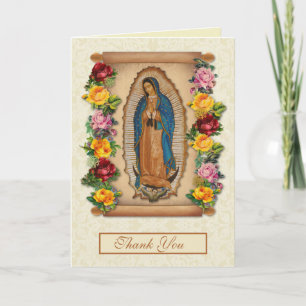 Guadalupe Virgin Mary Funeral Condolence Spanish Letterpress Thank You Card