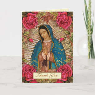 Guadalupe Virgin Mary Funeral Condolence Spanish Letterpress Thank You Card