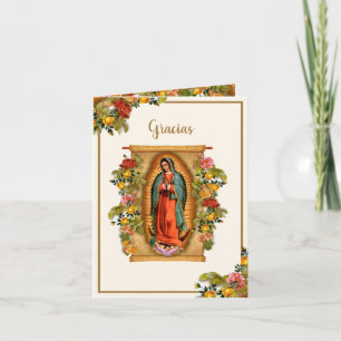 Guadalupe Virgin Mary Funeral Condolence Spanish Letterpress Thank You Card