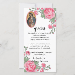 Guadalupe Virgin Mary Funeral Condolence Spanish T Thank You Card