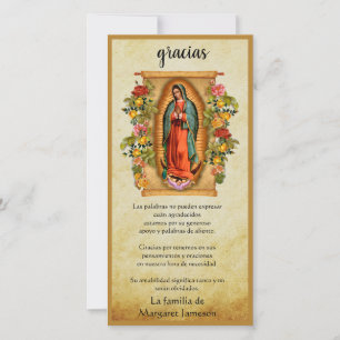Guadalupe Virgin Mary Funeral Condolence Spanish Thank You Card