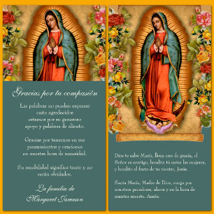 Guadalupe Virgin Mary Funeral Condolence Spanish Thank You Card
