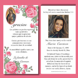Guadalupe Virgin Mary Funeral Condolence Spanish Thank You Card