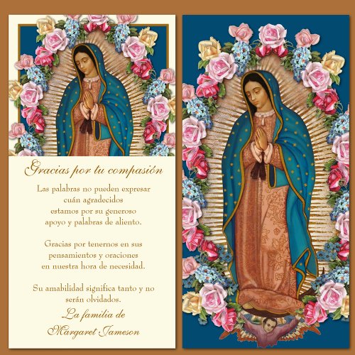 Guadalupe Virgin Mary Funeral Condolence Spanish   Thank You Card