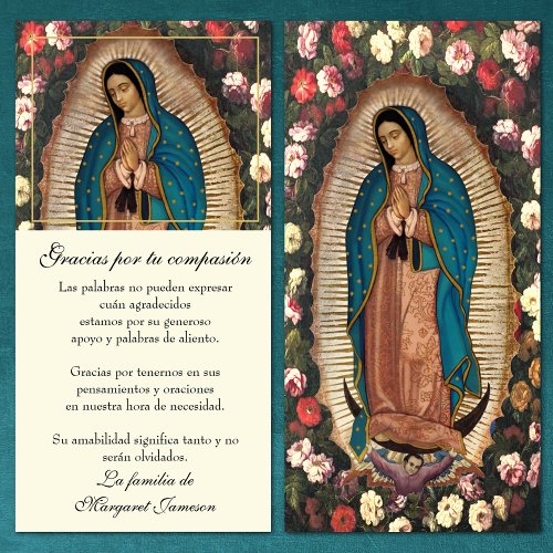 Guadalupe Virgin Mary Funeral Condolence Spanish  Thank You Card