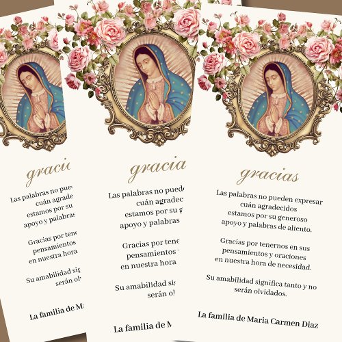 Guadalupe Virgin Mary Funeral Condolence Spanish Thank You Card