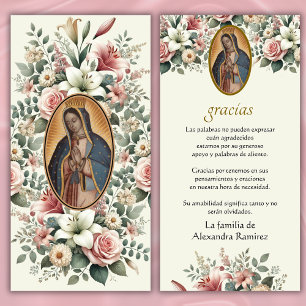 Guadalupe Virgin Mary Funeral Condolence Spanish Thank You Card