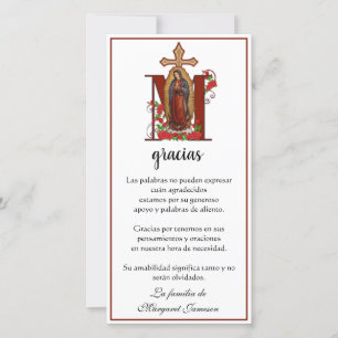 Guadalupe Virgin Mary Funeral Condolence Spanish Thank You Card