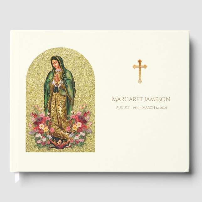 Guadalupe Virgin Mary Funeral Memorial Guest Book (Front)