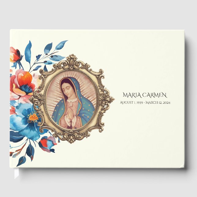 Guadalupe Virgin Mary Funeral Memorial Guest Book (Front)