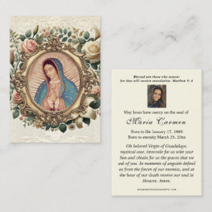 Guadalupe Virgin Mary Funeral Memorial Prayer Place Card