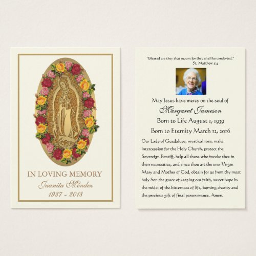 Guadalupe Virgin Mary Funeral Prayer Holy Card