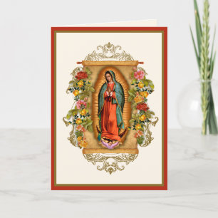 Guadalupe Virgin Mary Religious Roses Rosary Thank You Card