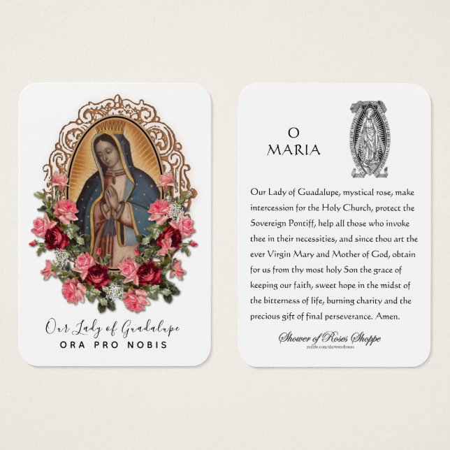 Guadalupe Virgin Mary Spanish Prayer Holy Card (Front & Back)