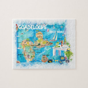 Guadeloupe Antilles Illustrated Travel Map Jigsaw Puzzle