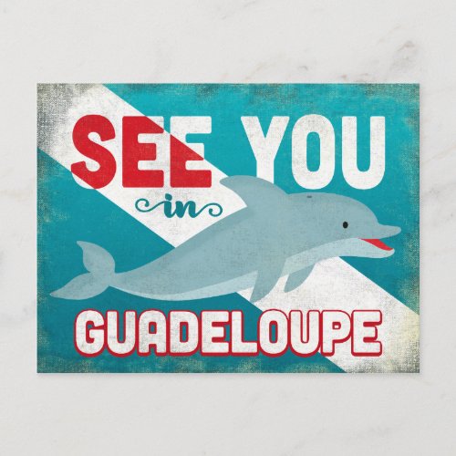 Guadeloupe Dolphin _ Retro Vintage Travel Postcard