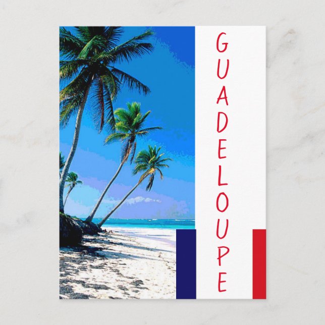 Guadeloupe flag and palm trees beach postcard (Front)