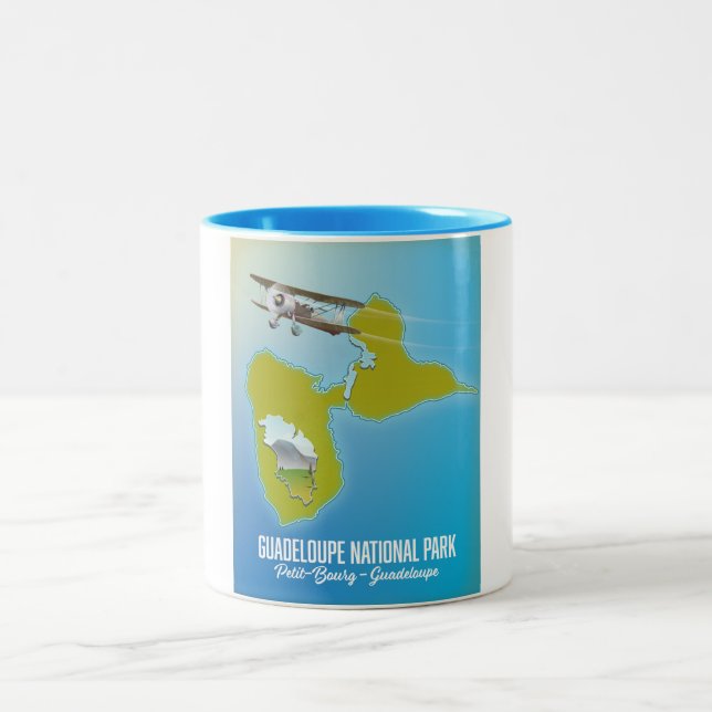 Guadeloupe National Park map Two-Tone Coffee Mug (Center)