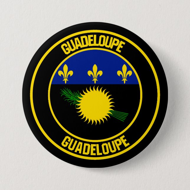 Guadeloupe Round Emblem Button (Front)