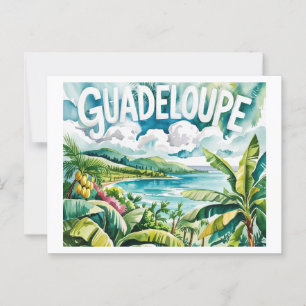 Guadeloupe Tropical Caribbean Landscape Watercolor Postcard