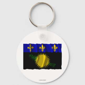Guadeloupe waving flag keychain