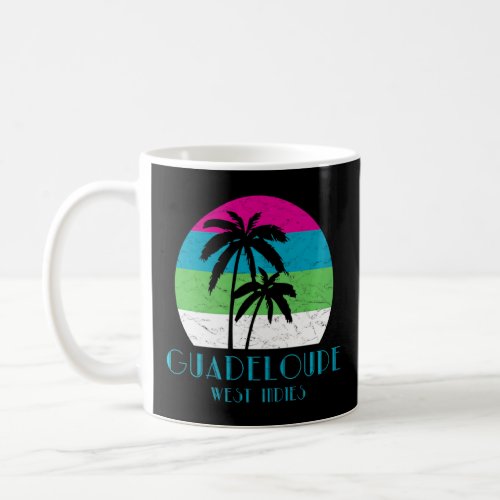 Guadeloupe West Indies Vintage Palm Tree Sunset Va Coffee Mug