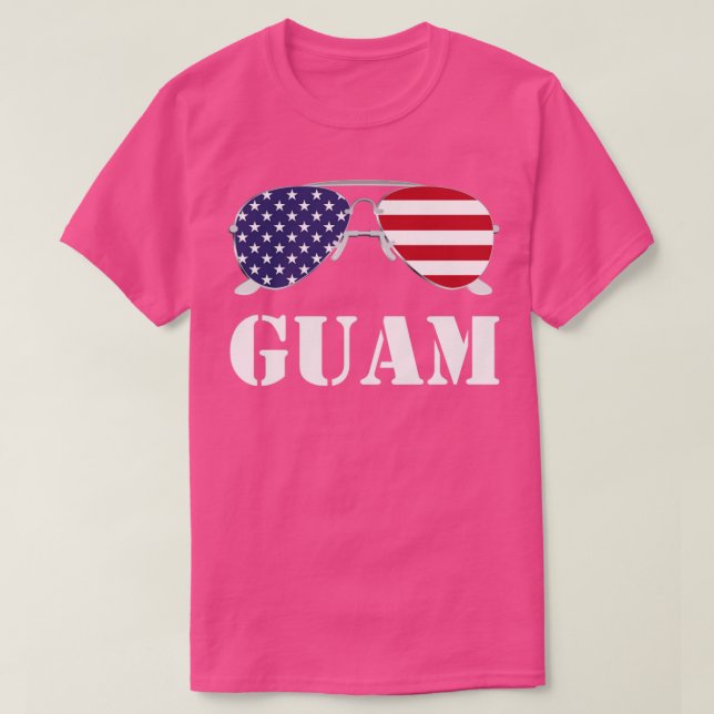 Guam American Flag Sunglasses Patriotic T-Shirt (Design Front)