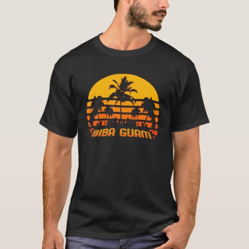 Guam Apparel Retro Sunset Palm Chamorro Guahan 671 T_Shirt