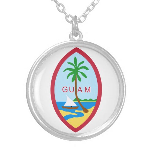 Guam Coat Of Arms Silver Plated Necklace