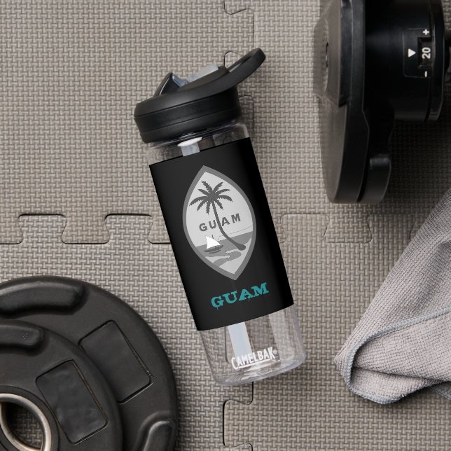 Guam Fitness & Guamaian coat of arms / flag Water Bottle (Gym)