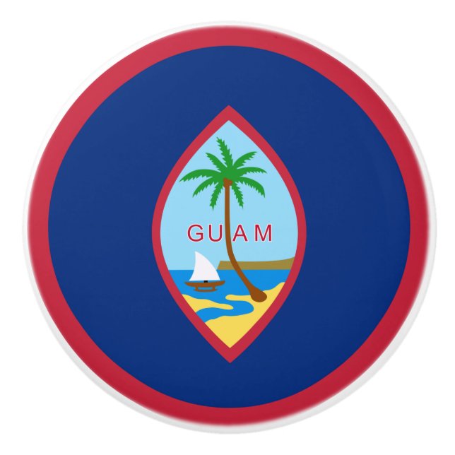 Guam flag  ceramic knob (Front)