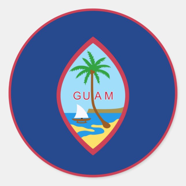 Guam flag classic round sticker (Front)