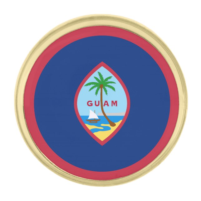 Guam Flag Gold Finish Lapel Pin (Front)