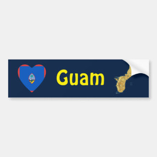 Guam Flag Heart + Map Bumper Sticker