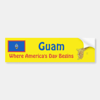 Guam Flag + Map Bumper Sticker