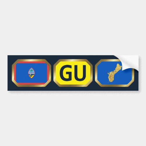 Guam Flag Map Code Bumper Sticker