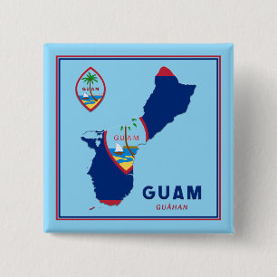 Guam Flag Map & Seal Button