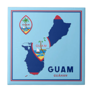 Guam Flag Map & Seal Ceramic Tile