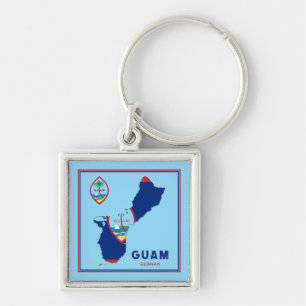 Guam Flag Map & Seal Keychain