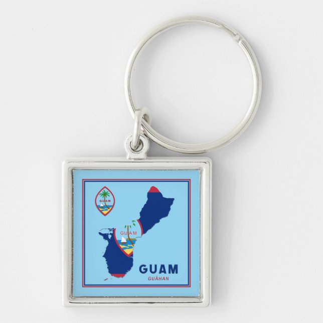 Guam Flag Map & Seal Keychain (Front)