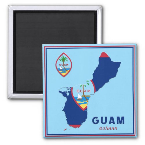 Guam Flag Map  Seal Magnet