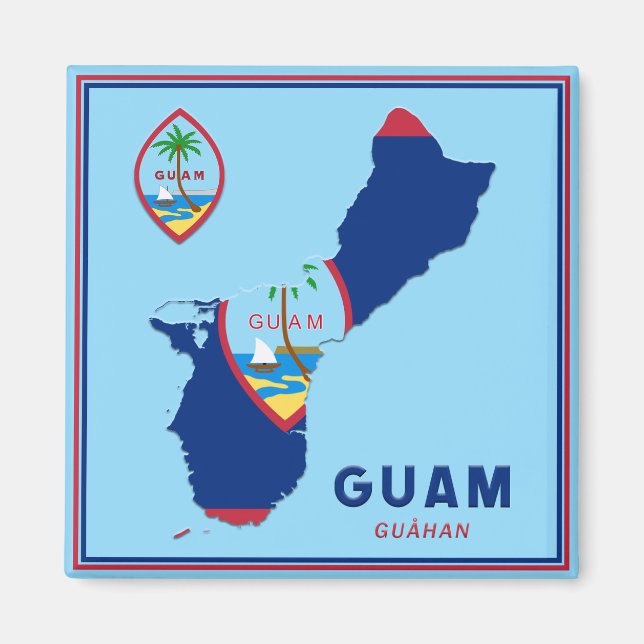 Guam Flag Map & Seal Magnet (Front)