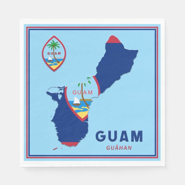 Guam Flag Map & Seal Napkins (Front)