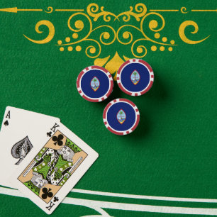 Guam flag poker chips