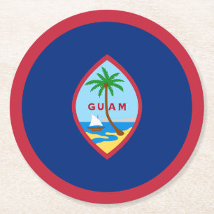 Guam Flag Round Paper Coaster